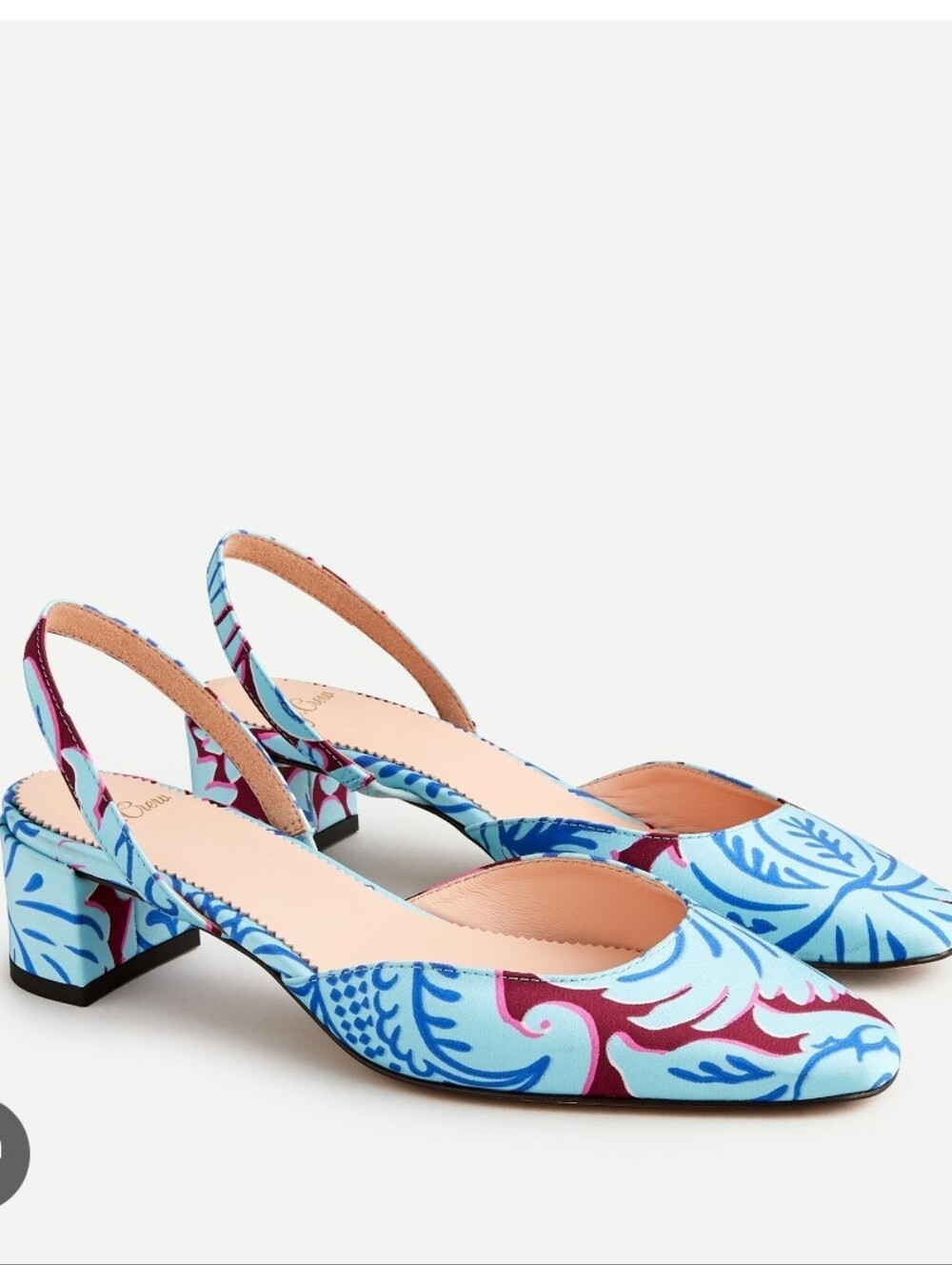 NWOB J. Crew Slingback Pumps in Jungle Print Blue Burgundy & Pink Size 6.5